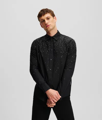 Karl Lagerfeld Rhinestone Degradé Shirt In Black