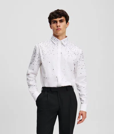 Karl Lagerfeld Rhinestone Degradé Shirt In White