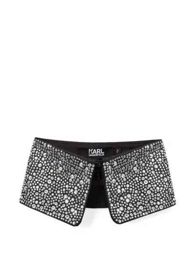 Karl Lagerfeld Rhinestone-embellished Collar Tie In Gray