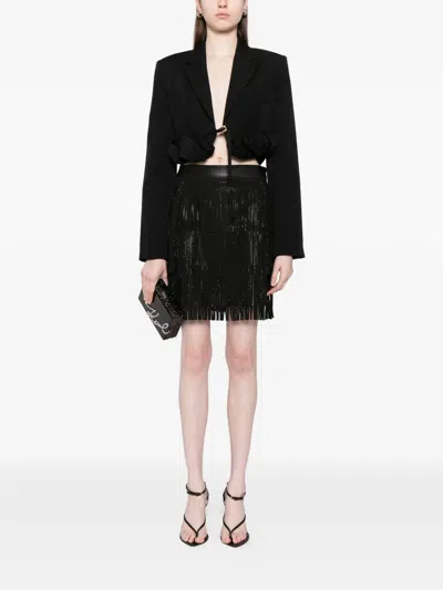 Karl Lagerfeld Rhinestone-embellished Fringe Mini Skirt In Black