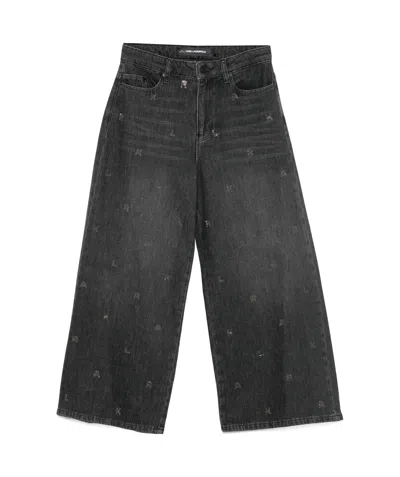 Karl Lagerfeld Rhinestone-embellished Jeans In Black