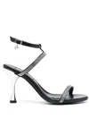 Karl Lagerfeld Rhinestone-embellished Leather Sandals In Black