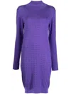Karl Lagerfeld Open Back Rhinestone Knit Dress In Purple