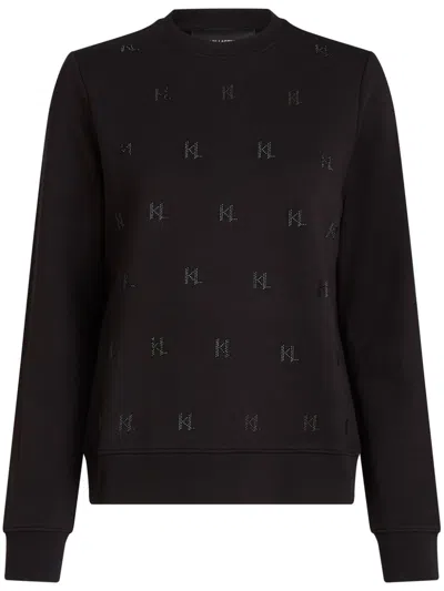 Karl Lagerfeld Rhinestone-embellished Sweatshirt In Black