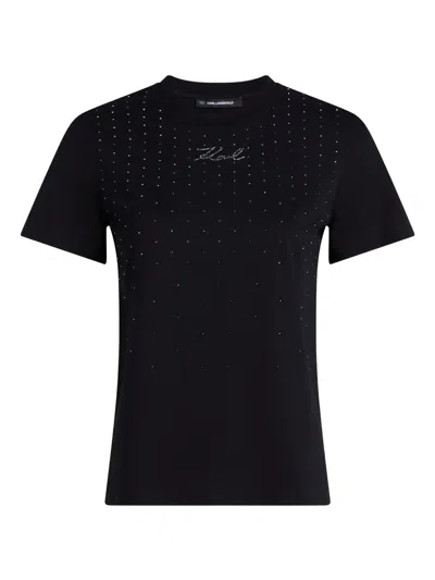 Karl Lagerfeld Rhinestone-embellished T-shirt In Black