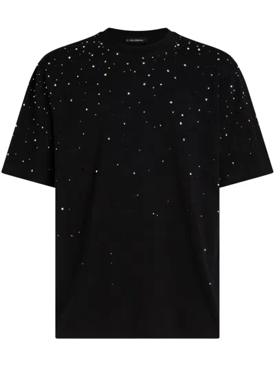 Karl Lagerfeld Rhinestone-embellished T-shirt In Black