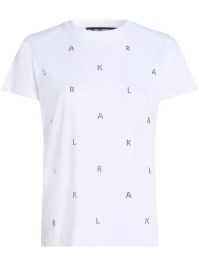 Karl Lagerfeld Rhinestone-embellished T-shirt In White
