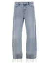 Karl Lagerfeld Crystal Embellished Fringed Denim With Pockets And Belt Loops