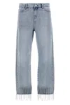 Karl Lagerfeld Crystal Embellished Fringed Denim With Pockets And Belt Loops