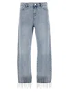 Karl Lagerfeld Crystal Embellished Fringed Denim With Pockets And Belt Loops