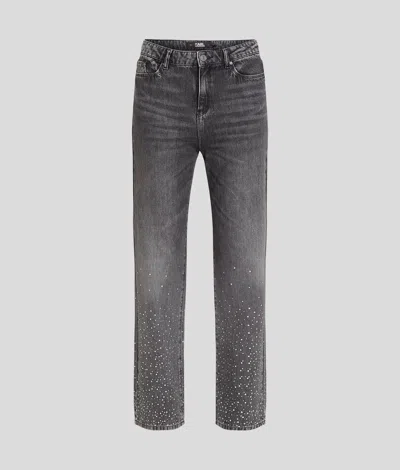 Karl Lagerfeld Rhinestone Girlfriend Jeans In Black