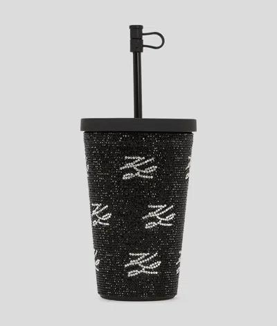 Karl Lagerfeld Rhinestone Karl Autograph To-go Cup In Black