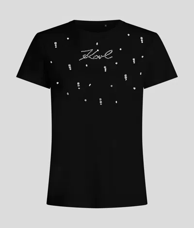 KARL LAGERFELD RHINESTONE SIGNATURE T-SHIRT