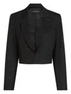 Karl Lagerfeld Rhinestone Lapel Cropped Jacket In Black