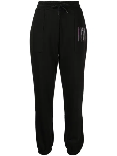 Karl Lagerfeld Rhinestone Logo-embellished Track Pants In Black