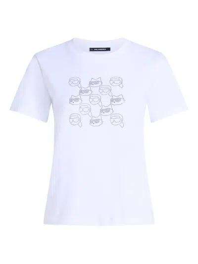 Karl Lagerfeld Rhinestone Logo-print T-shirt In White
