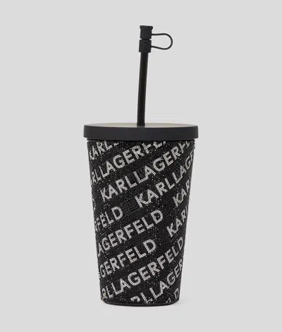Karl Lagerfeld Rhinestone Logo To-go Cup In White