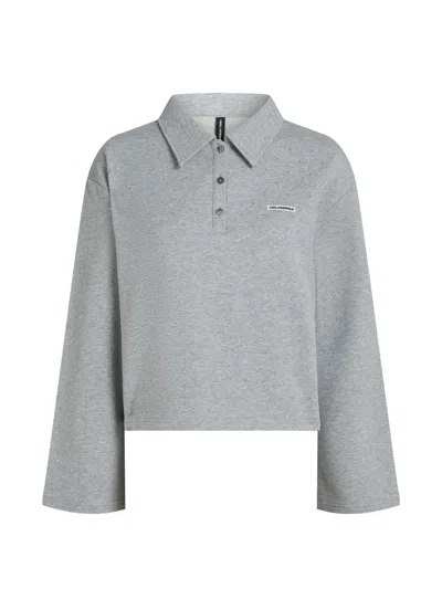 Karl Lagerfeld Rhinestone Loungewear Sweatshirt In Gray