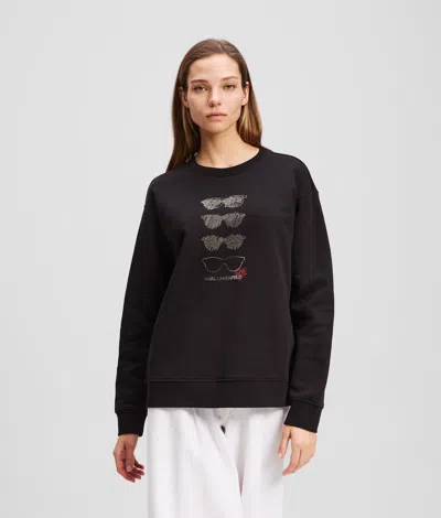 Karl Lagerfeld Rhinestone Sunglasses Sweatshirt