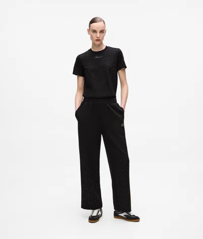 Karl Lagerfeld Rhinestone Sweatpants In Black