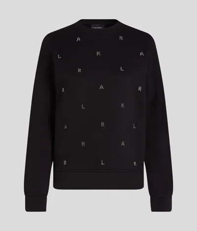Karl Lagerfeld Rhinestone Sweatshirt In Black