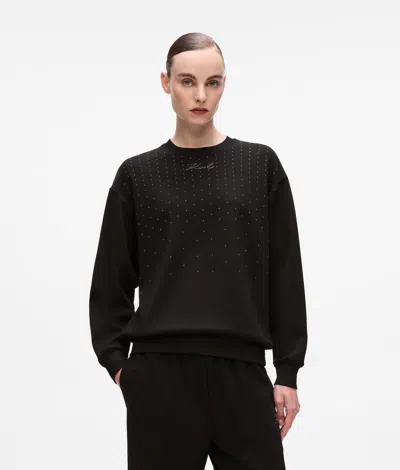 Karl Lagerfeld Rhinestone Sweatshirt In Black