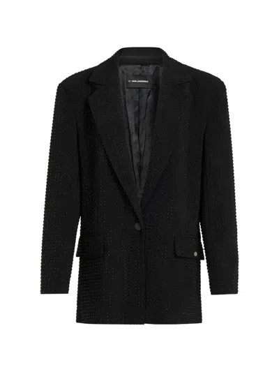 Karl Lagerfeld Rhinestone Tailored Blazer In Black