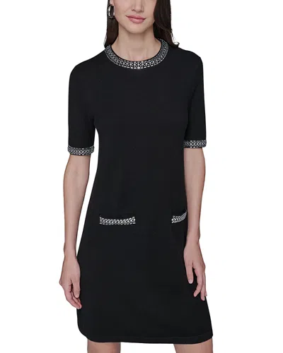 KARL LAGERFELD RHINESTONE TRIM A LINE DRESS