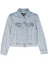 Karl Lagerfeld Rhinestones-monogram Denim Jacket In Blue