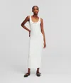 Karl Lagerfeld Ribbed-knit Sleeveless Midi Dress In White