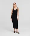 Karl Lagerfeld Ribbed-knit Sleeveless Midi Dress In Black