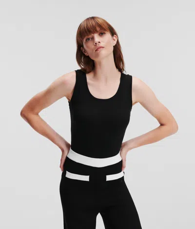 Karl Lagerfeld Rib Tank Top In Black