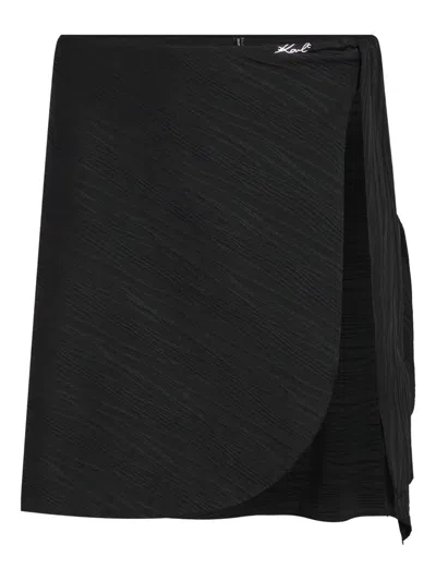 Karl Lagerfeld Rib Wrap Pareo In Black