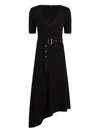 Karl Lagerfeld Ribbed Asymmetric Midi Dress In Black