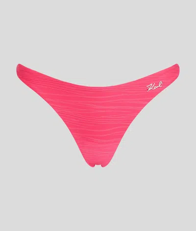 Karl Lagerfeld Logo-plaque Bikini Bottoms In Pink