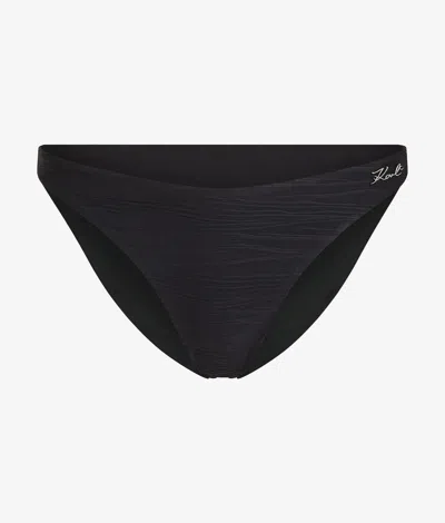 Karl Lagerfeld Ribbed Bikini Bottoms In Black