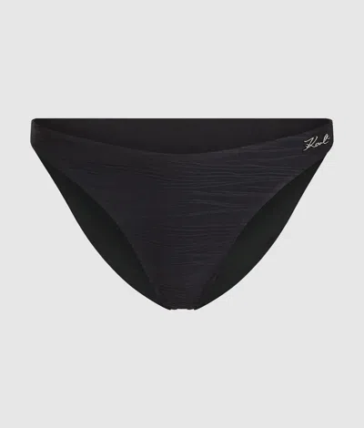 Karl Lagerfeld Ribbed Bikini Bottoms In Black