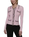 Karl Lagerfeld Ribbed Cardigan Jacket In Parfait Pink