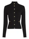 Karl Lagerfeld Ribbed High-neck Button Cardigan In Black