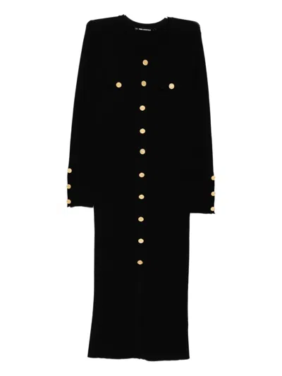 Karl Lagerfeld Ribbed-knit Maxi Dress In Black