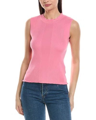 Karl Lagerfeld Ribbed Knit Top In Pink