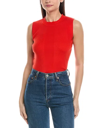 Karl Lagerfeld Ribbed Knit Top In Red