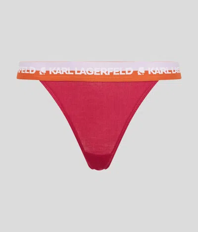 Karl Lagerfeld Ribbed Logo Brazilian Brief In Red