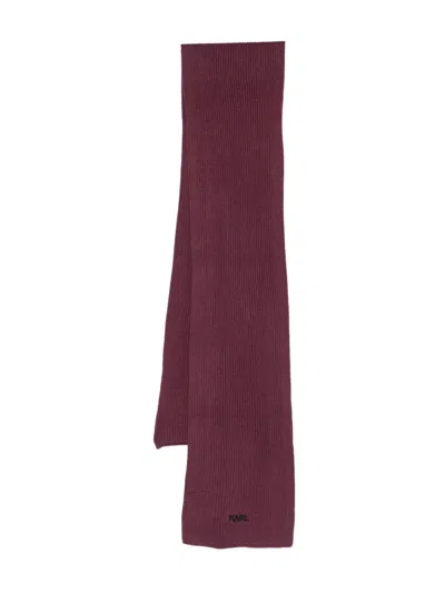 Karl Lagerfeld Ribbed Scarf In Burgundy