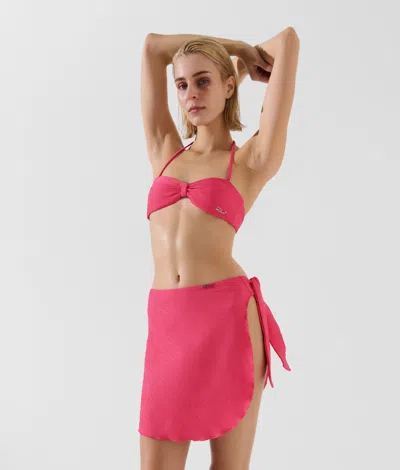 Karl Lagerfeld Ribbed Short Pareo In Pink
