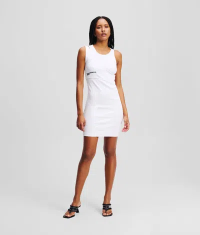 Karl Lagerfeld Ribbed Tank Dress In White