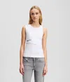 Karl Lagerfeld Ribbed Tank Top In Metallic