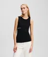 Karl Lagerfeld Ribbed Tank Top In Black