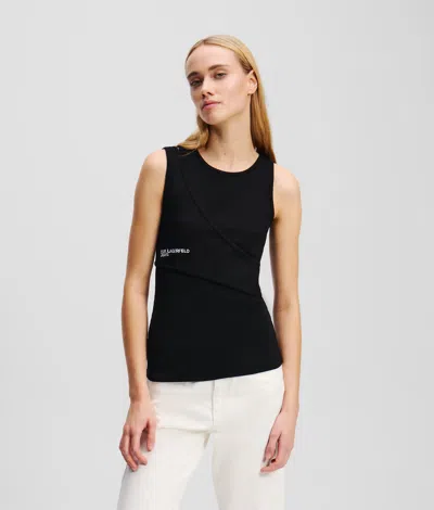 Karl Lagerfeld Ribbed Tank Top In Black