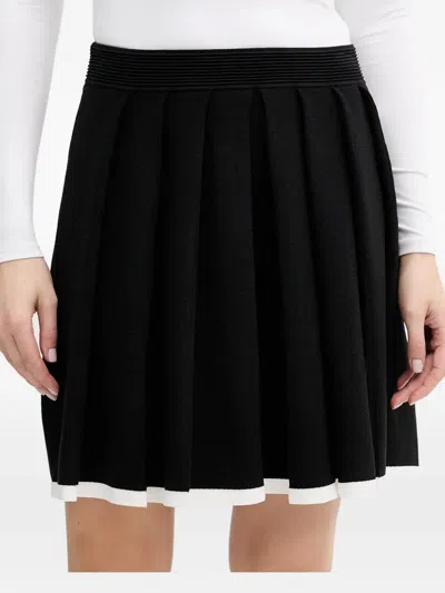 Karl Lagerfeld Ribbed-trim Pleated Mini Skirt In Black